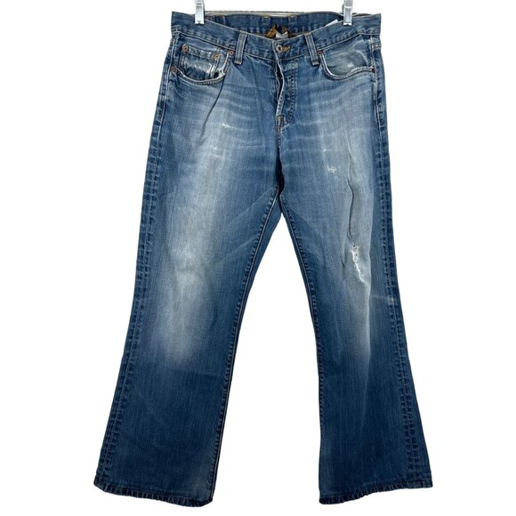 Lucky Brand Men Jeans Sz 33 x 29Slim Bootcut Button Fly Classic Distressed Vtg